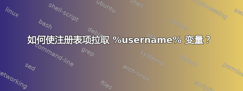 如何使注册表项拉取 %username% 变量？