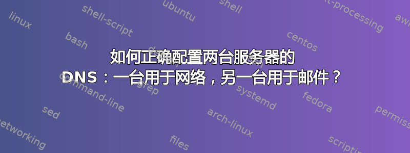 如何正确配置两台服务器的 DNS：一台用于网络，另一台用于邮件？