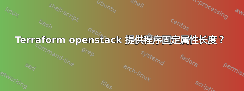 Terraform openstack 提供程序固定属性长度？