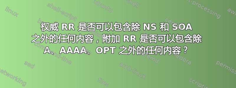 权威 RR 是否可以包含除 NS 和 SOA 之外的任何内容，附加 RR 是否可以包含除 A、AAAA、OPT 之外的任何内容？