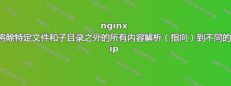 nginx 将除特定文件和子目录之外的所有内容解析（指向）到不同的 ip