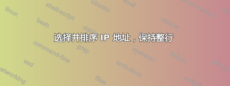 选择并排序 IP 地址，保持整行