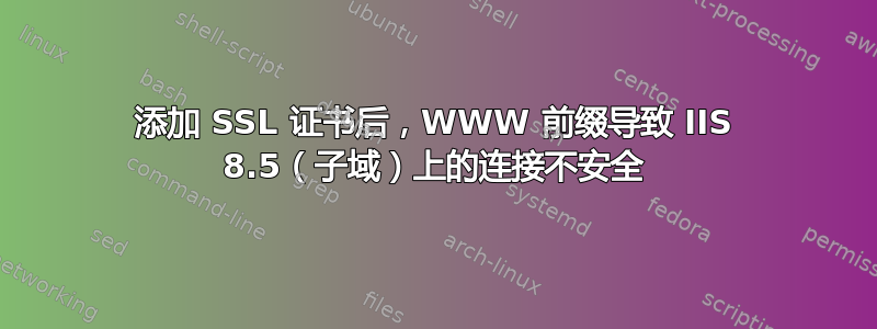 添加 SSL 证书后，WWW 前缀导致 IIS 8.5（子域）上的连接不安全