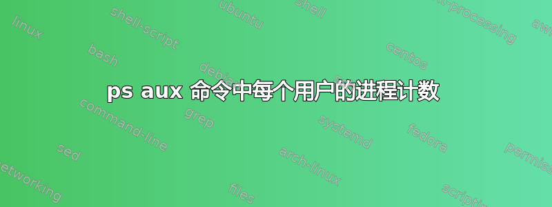 ps aux 命令中每个用户的进程计数