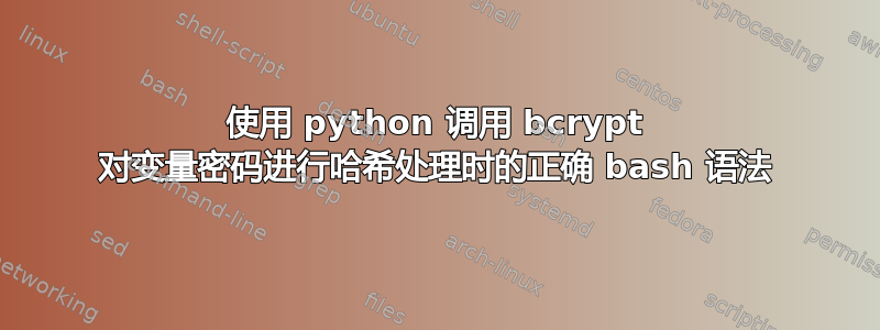 使用 python 调用 bcrypt 对变量密码进行哈希处理时的正确 bash 语法