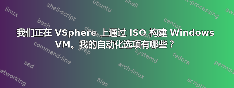 我们正在 VSphere 上通过 ISO 构建 Windows VM。我的自动化选项有哪些？