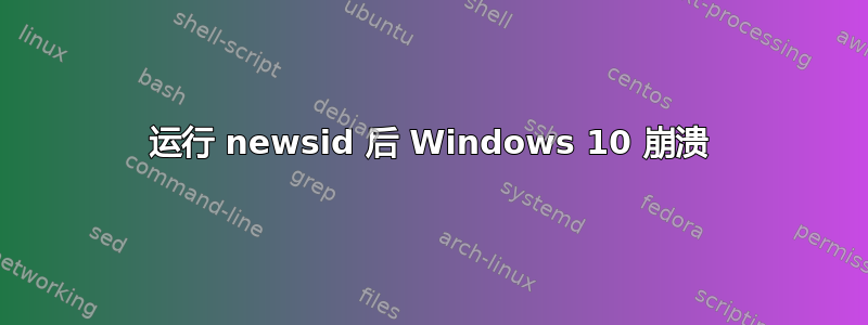 运行 newsid 后 Windows 10 崩溃