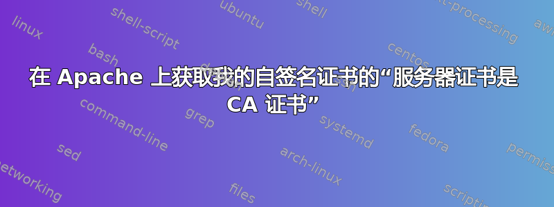 在 Apache 上获取我的自签名证书的“服务器证书是 CA 证书”