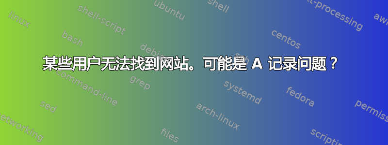 某些用户无法找到网站。可能是 A 记录问题？