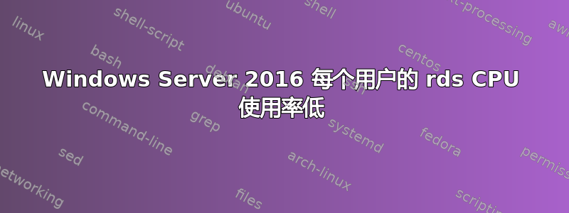 Windows Server 2016 每个用户的 rds CPU 使用率低