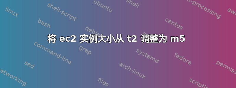 将 ec2 实例大小从 t2 调整为 m5