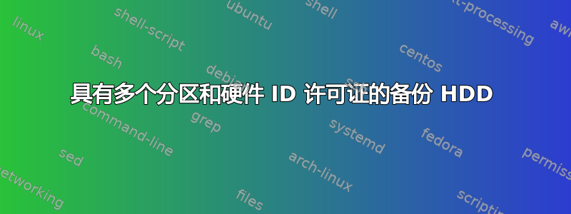 具有多个分区和硬件 ID 许可证的备份 HDD