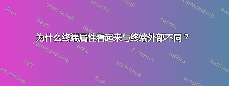 为什么终端属性看起来与终端外部不同？