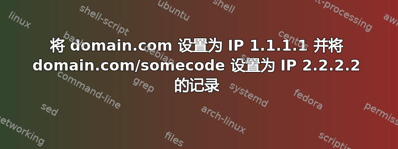 将 domain.com 设置为 IP 1.1.1.1 并将 domain.com/somecode 设置为 IP 2.2.2.2 的记录