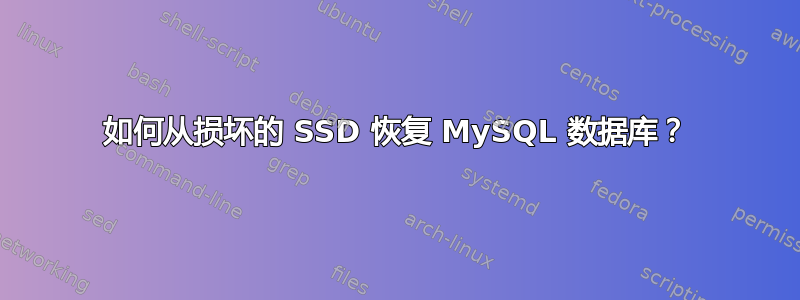 如何从损坏的 SSD 恢复 MySQL 数据库？