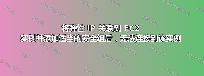 将弹性 IP 关联到 EC2 实例并添加适当的安全组后，无法连接到该实例