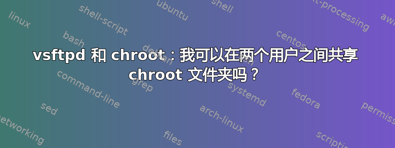 vsftpd 和 chroot：我可以在两个用户之间共享 chroot 文件夹吗？