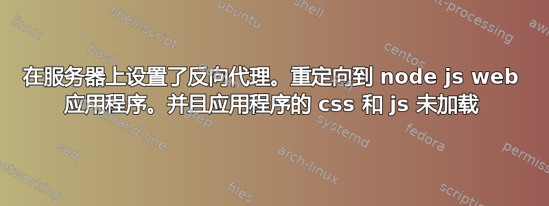 在服务器上设置了反向代理。重定向到 node js web 应用程序。并且应用程序的 css 和 js 未加载