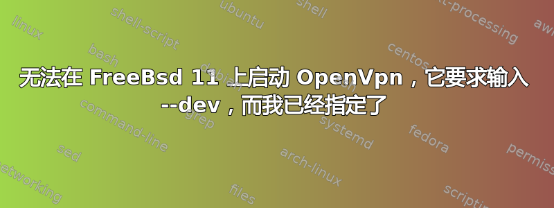 无法在 FreeBsd 11 上启动 OpenVpn，它要求输入 --dev，而我已经指定了