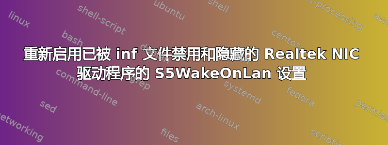 重新启用已被 inf 文件禁用和隐藏的 Realtek NIC 驱动程序的 S5WakeOnLan 设置