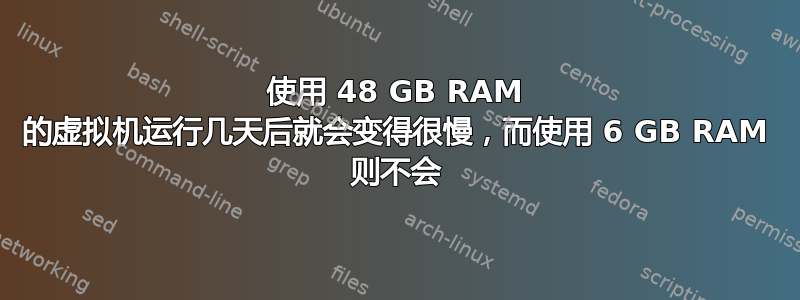 使用 48 GB RAM 的虚拟机运行几天后就会变得很慢，而使用 6 GB RAM 则不会