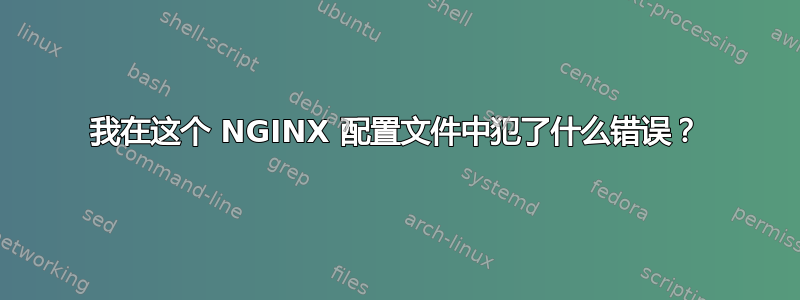 我在这个 NGINX 配置文件中犯了什么错误？