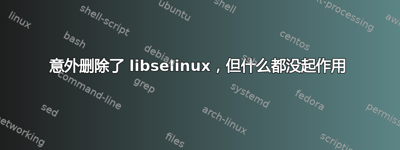 意外删除了 libselinux，但什么都没起作用