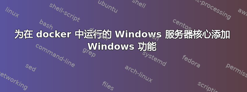 为在 docker 中运行的 Windows 服务器核心添加 Windows 功能