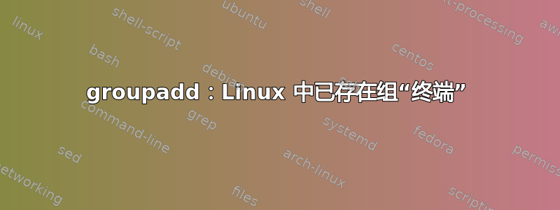 groupadd：Linux 中已存在组“终端”