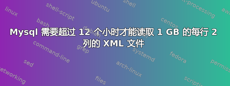 Mysql 需要超过 12 个小时才能读取 1 GB 的每行 2 列的 XML 文件