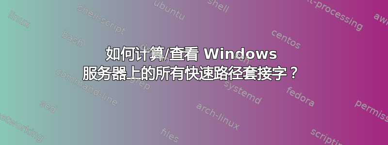 如何计算/查看 Windows 服务器上的所有快速路径套接字？