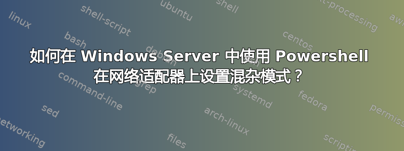 如何在 Windows Server 中使用 Powershell 在网络适配器上设置混杂模式？