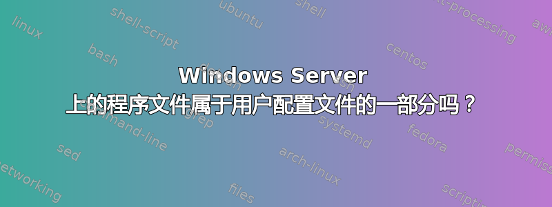 Windows Server 上的程序文件属于用户配置文件的一部分吗？