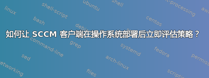 如何让 SCCM 客户端在操作系统部署后立即评估策略？