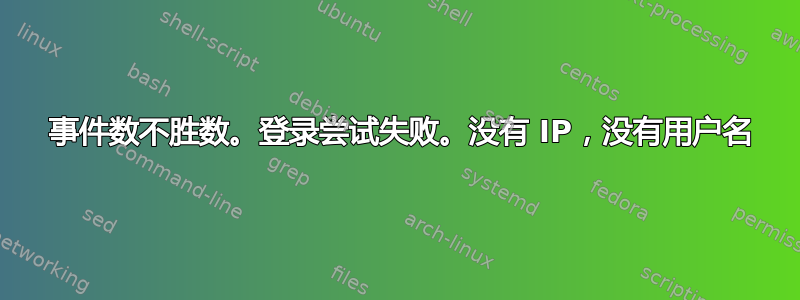 4625 事件数不胜数。登录尝试失败。没有 IP，没有用户名