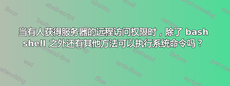 当有人获得服务器的远程访问权限时，除了 bash shell 之外还有其他方法可以执行系统命令吗？