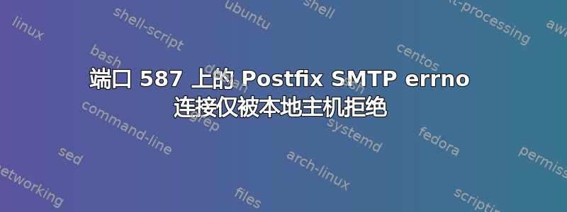 端口 587 上的 Postfix SMTP errno 连接仅被本地主机拒绝