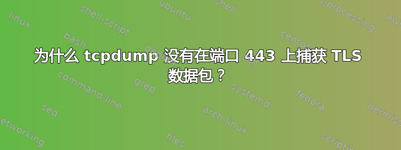 为什么 tcpdump 没有在端口 443 上捕获 TLS 数据包？