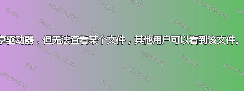 用户有权访问共享驱动器，但无法查看某个文件，其他用户可以看到该文件。有什么建议吗？