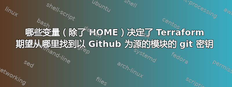 哪些变量（除了 HOME）决定了 Terraform 期望从哪里找到以 Github 为源的模块的 git 密钥