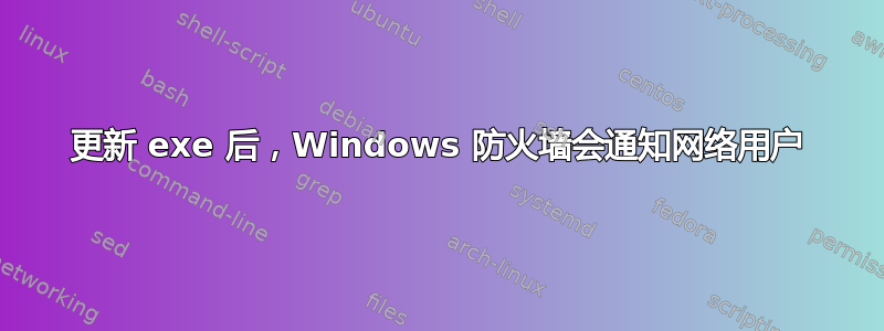 更新 exe 后，Windows 防火墙会通知网络用户