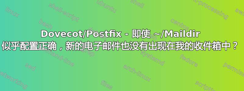 Dovecot/Postfix - 即使 ~/Maildir 似乎配置正确，新的电子邮件也没有出现在我的收件箱中？