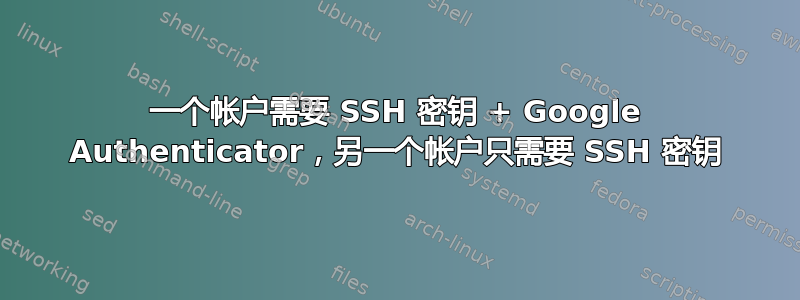 一个帐户需要 SSH 密钥 + Google Authenticator，另一个帐户只需要 SSH 密钥