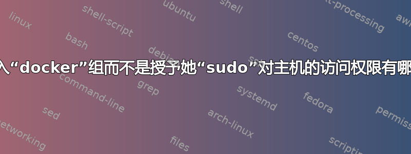 将用户放入“docker”组而不是授予她“sudo”对主机的访问权限有哪些好处？