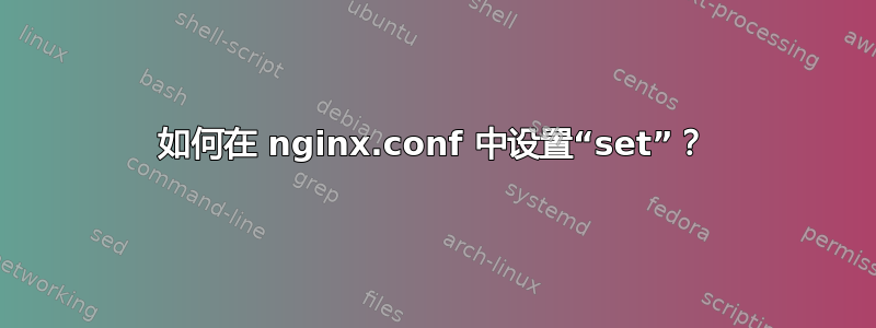 如何在 nginx.conf 中设置“set”？