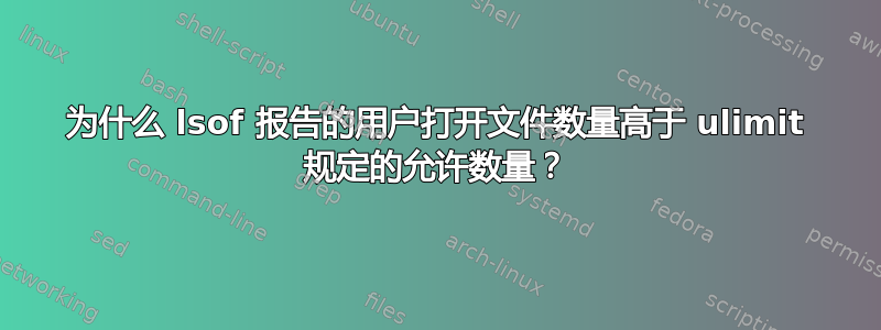 为什么 lsof 报告的用户打开文件数量高于 ulimit 规定的允许数量？