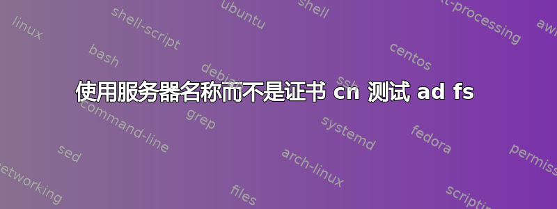 使用服务器名称而不是证书 cn 测试 ad fs