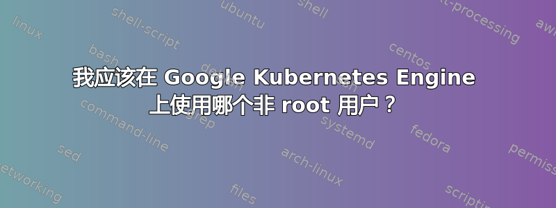 我应该在 Google Kubernetes Engine 上使用哪个非 root 用户？