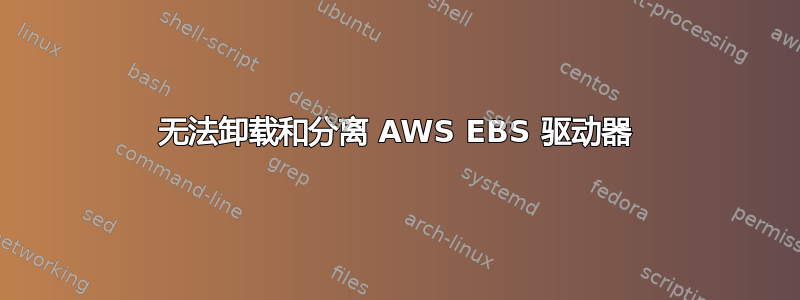 无法卸载和分离 AWS EBS 驱动器