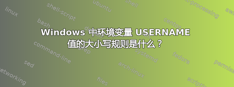 Windows 中环境变量 USERNAME 值的大小写规则是什么？